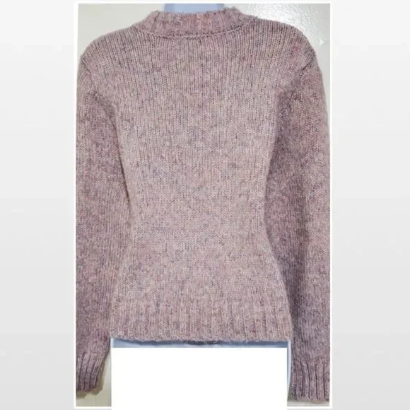 New Purple & Pink Cable Chunky Knit Cropped Pullover Sweater - Picture 11 of 16